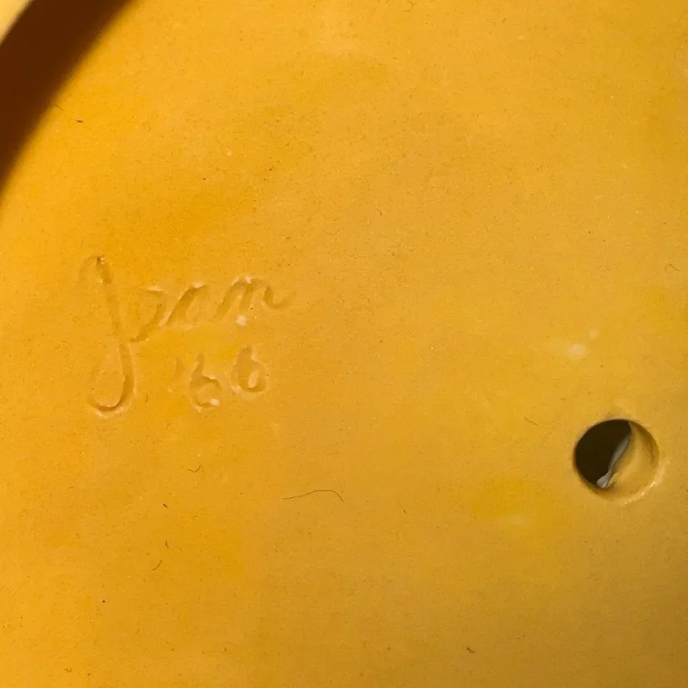 Homemade 1966 vintage ceramic cheese server with mouse topper lid